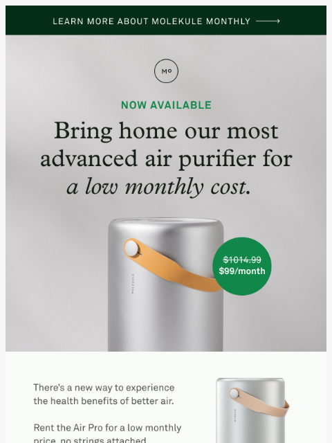 molekule newsletter: A new way to bring home Air Pro.