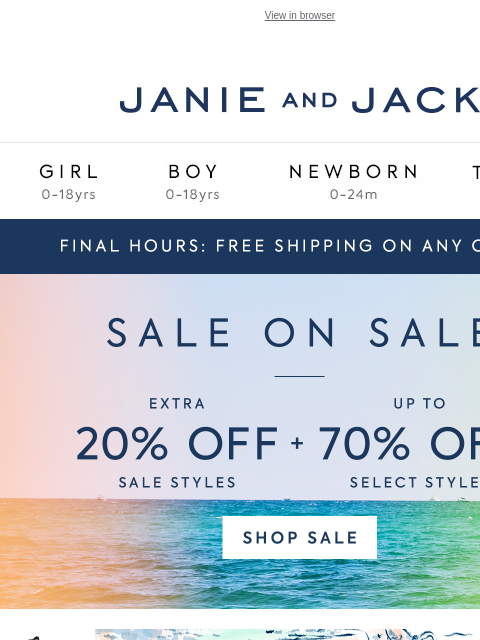 janieandjack newsletter: Last day: free shipping on every order