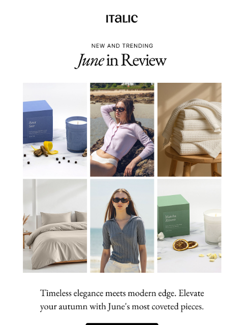italic newsletter: Your Month in Review & 10% Cash Back.