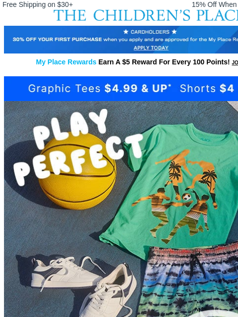 childrensplace newsletter: Your Go-To Playtime Outfit: Tees + Shorts! 🏀