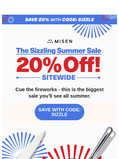 misen newsletter: Save 20% on Everything - Summer’s Biggest Sale