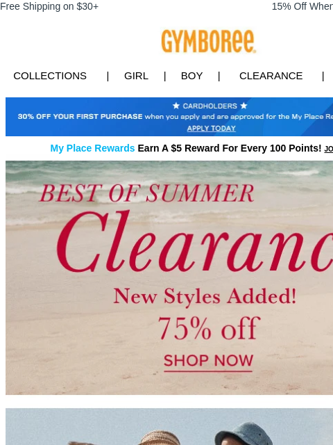 gymboree newsletter: 🌴 Summer clearance event: 75% Off 🌴