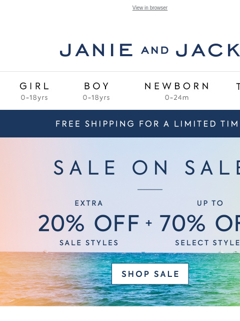 janieandjack newsletter: For a limited time: up to 70% off + free shipping