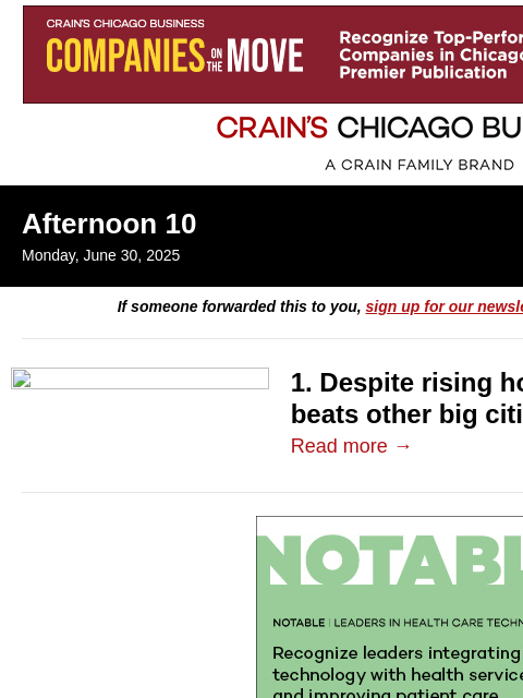 crainalerts newsletter: Chicago's housing market still has an edge