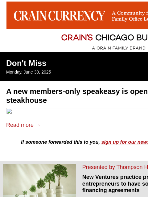 crainalerts newsletter: A new members-only speakeasy