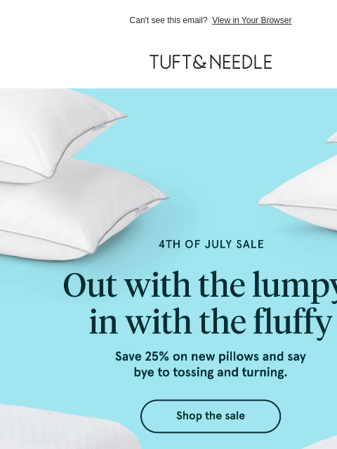 tuftandneedle newsletter: Upgrade your pillows for 25% off