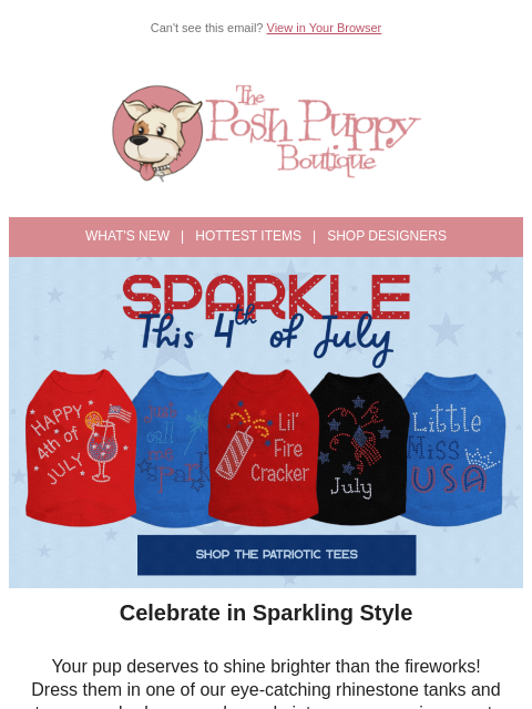 poshpuppyboutique newsletter: Sparkle & Strut: 4th of July Tees for Your Star Pu...