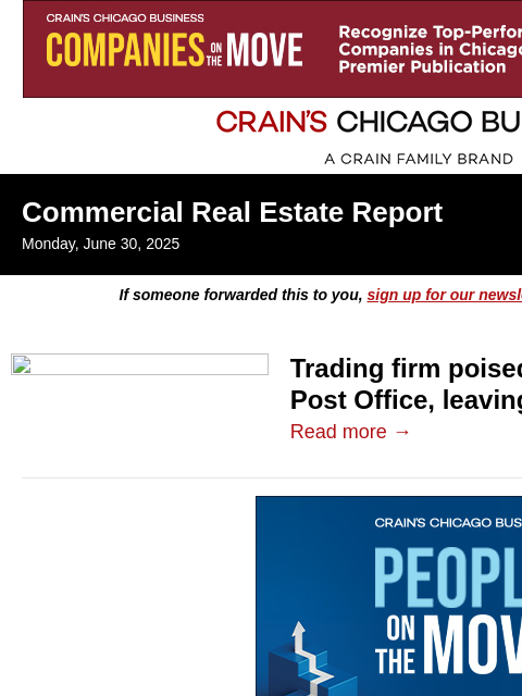crainalerts newsletter: More trouble for Loop tower