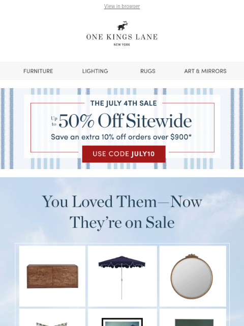 onekingslane newsletter: ⭐ Up to 50% Off Our Best Sellers