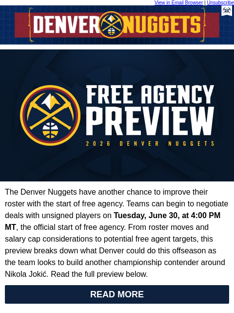 thedenvernuggets newsletter: 2026 Free Agency Preview