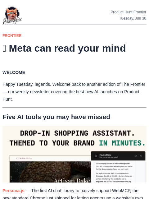producthunt newsletter: 🧠 Meta can read your mind