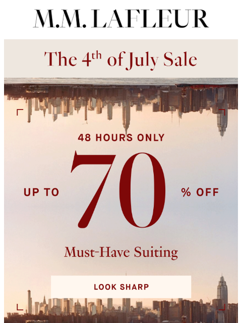 mmlafleur newsletter: 48 HRS Only: Suiting up to 70% off.