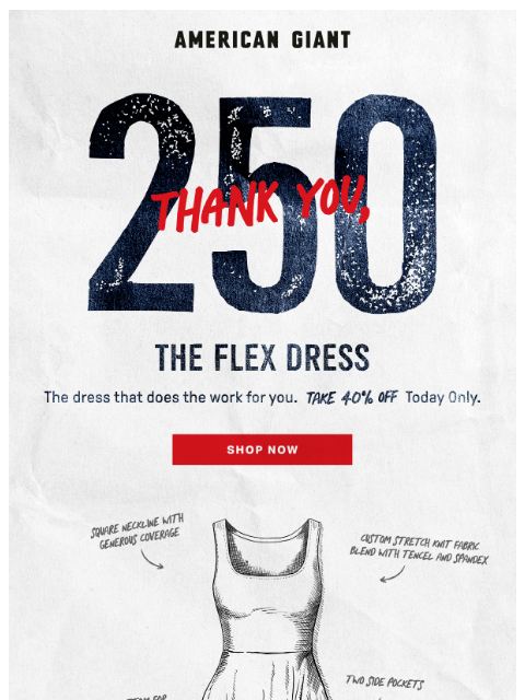 american-giant newsletter: Thank You, 250 · No. 4: The Flex Dress