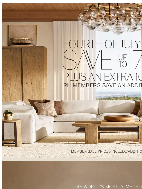rh newsletter: 4th of July Event. Save an Extra 10% on All Sale. ...