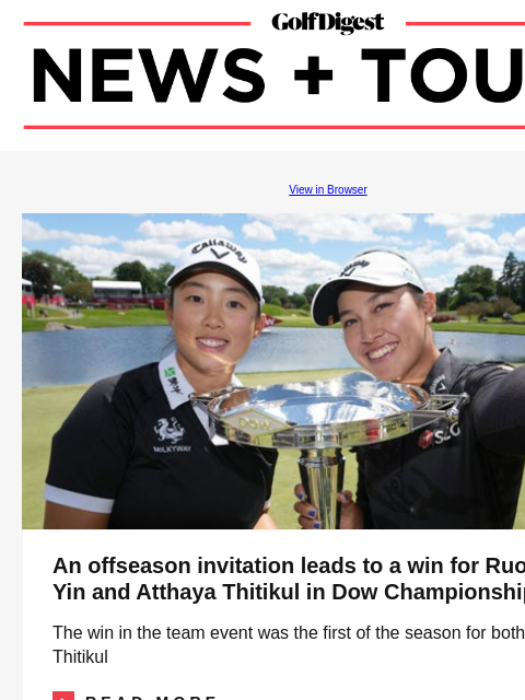 Cam Young's pursuit of a first PGA Tour win derailed by a snapped driver GolfDigest View in Browser An offseason invitation leads to a win for Ruoning Yin and Atthaya Thitikul in Dow Championship