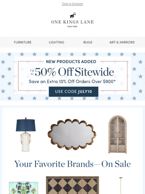 onekingslane newsletter: Jamie Young Co., Dash & Albert, Visual Comfort Stu...