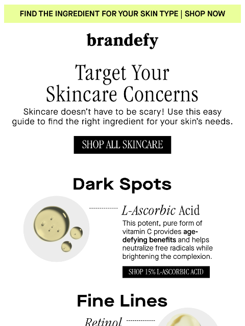 brandefyskin newsletter: Target your skincare concerns
