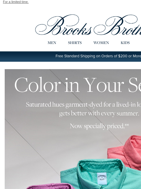 brooksbrothers newsletter: On sale now: pops of garment-dyed color