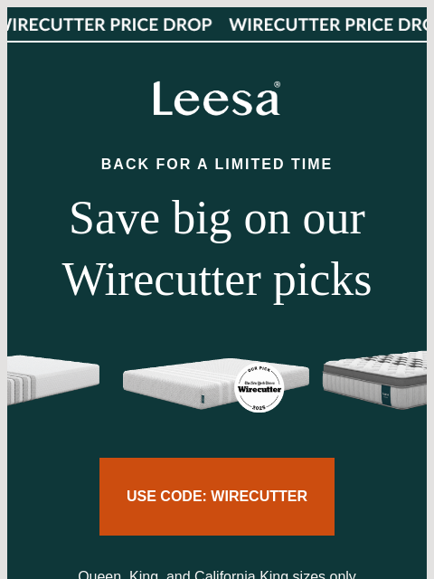 leesasleep newsletter: Subscriber Exclusive: The Wirecutter Price Drop is...