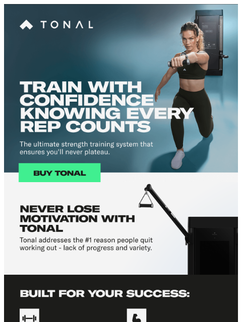 tonal newsletter: A workout system that progresses with you