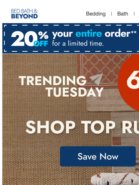 bedbathandbeyond newsletter: Trending Tuesday: Our top rug deals you’ll love 🤩