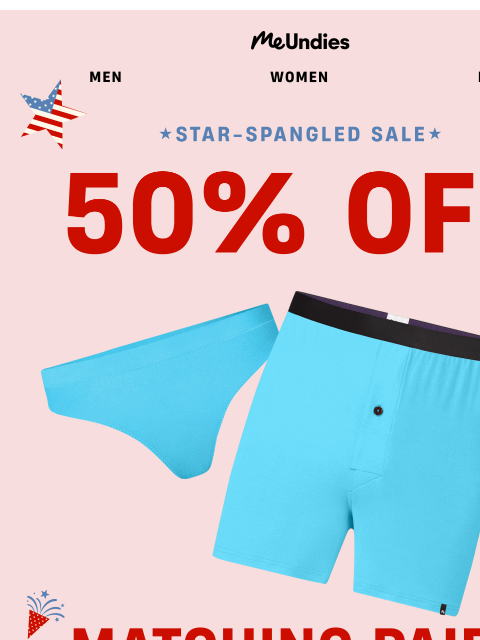meundies newsletter: 50% Off Everything 💥
