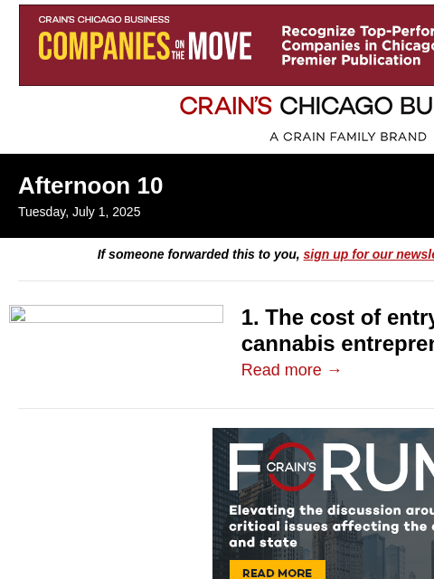 crainalerts newsletter: Pot licenses pile up unused in Illinois
