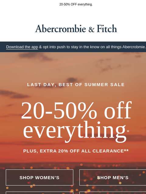 abercrombie newsletter: LAST DAY!