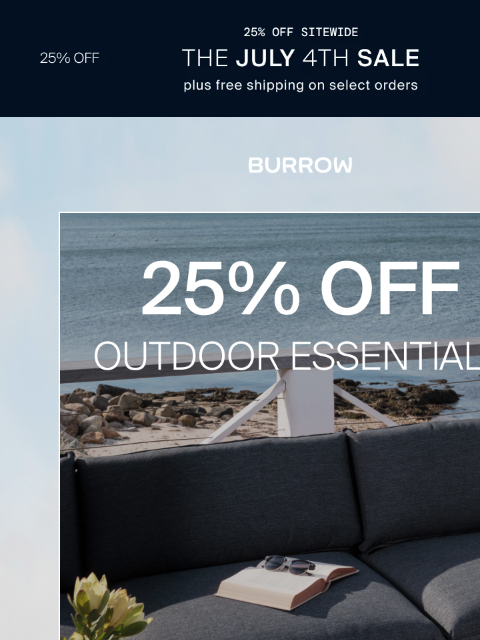burrow newsletter: Summer won’t wait. Neither will 25% off.