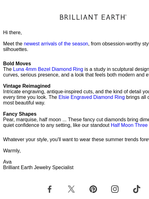 brilliantearth newsletter: Three styles we're obsessing over right now