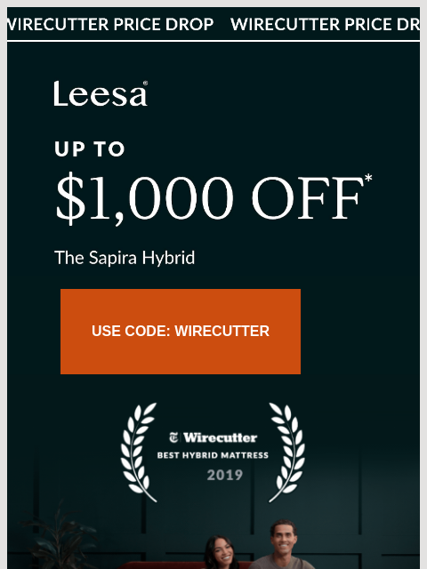 leesasleep newsletter: Wirecutter’s favorite mattress, now $1,000 off