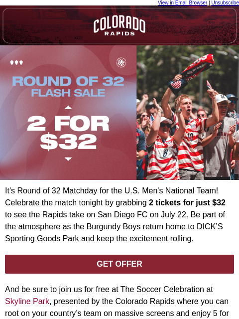 thecoloradorapids newsletter: USA Advances to the Round of 32 TONIGHT!