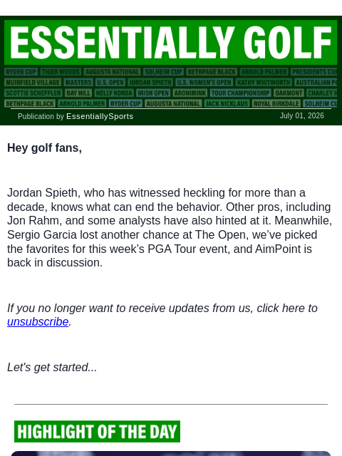 newsbreakexpress newsletter: Spieth Finds Root Cause of Heckling Problem