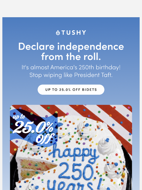 hellotushy newsletter: Up to 25.0% OFF bidets for America's b-day