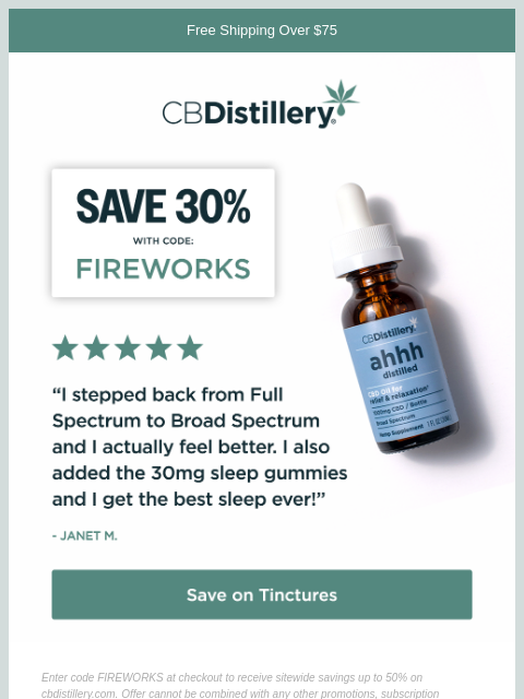 thecbdistillery newsletter: 30% Off "I actually feel better"