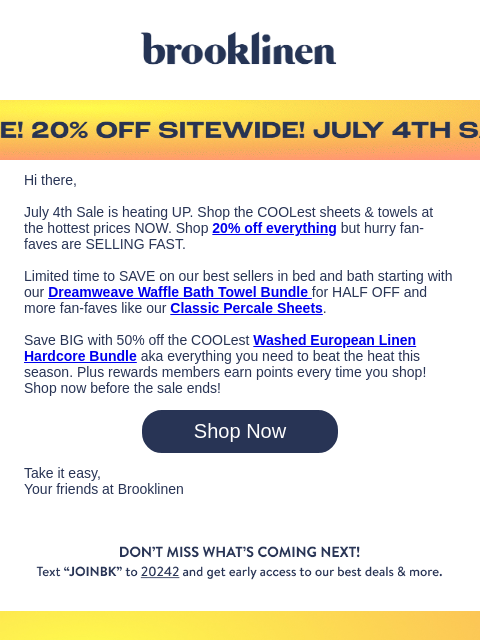 brooklinen newsletter: HURRY. Fan Faves are SELLING FAST