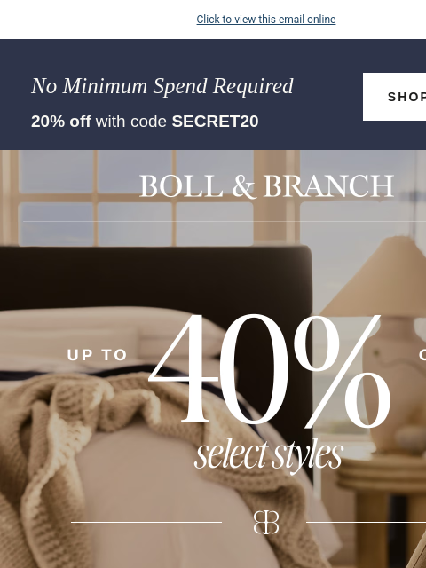 bollandbranch newsletter: Finally here: up to 40% OFF sale