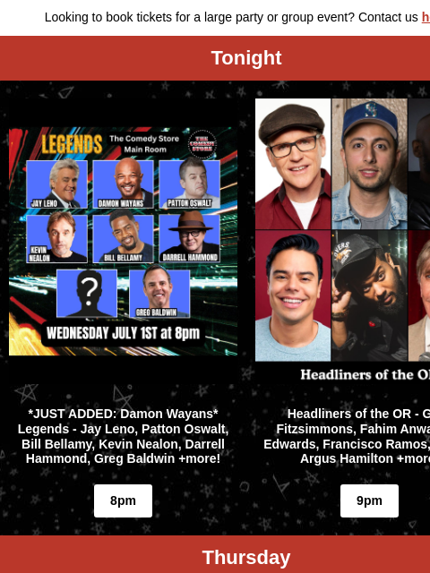 comedystore newsletter: Coming Up at The Store!