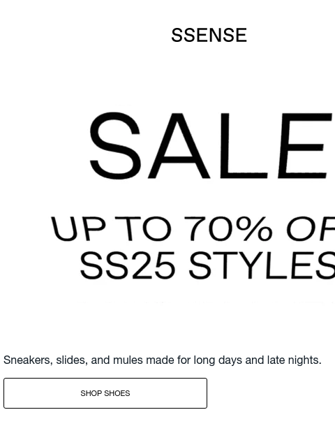 ssense newsletter: Up to 70% off Summer’s Go-to Shoes