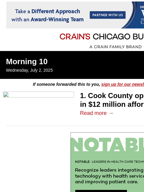 crainalerts newsletter: Cook County debuts affordable modular homes
