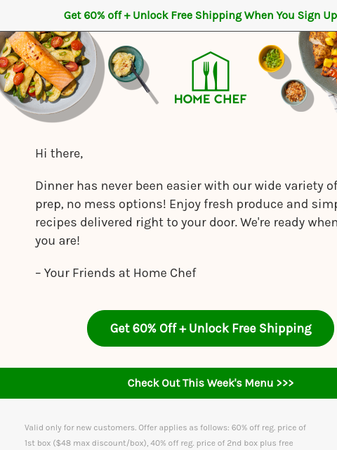 homechef newsletter: 🏆 Win dinner time every night with Home Chef