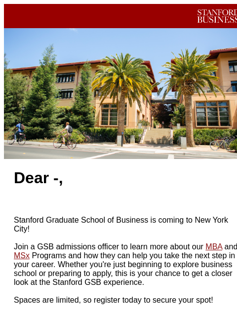 stanford newsletter: Stanford GSB is Coming to New York City