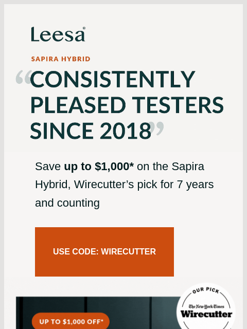 leesasleep newsletter: Save up to $1,000* on the Sapira for a limited tim...