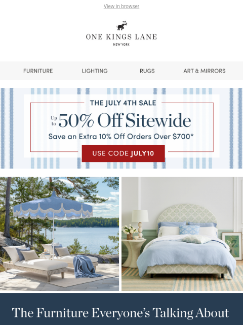 onekingslane newsletter: Up to 50% Off Furniture You Love—from Stoffer Home...