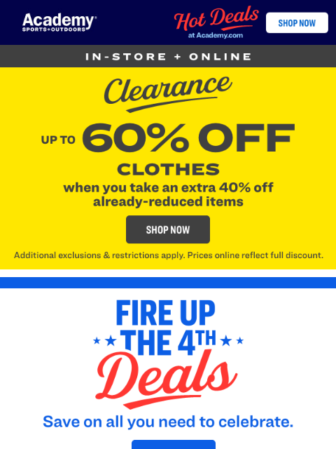 academy newsletter: $99.99 Grills! Hot Deals for the 4th of July