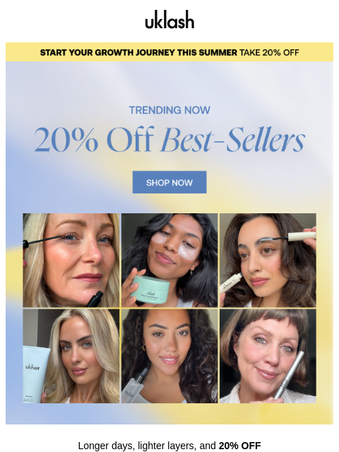uklash newsletter: Hurry 20% All best sellers ENDS SOON!