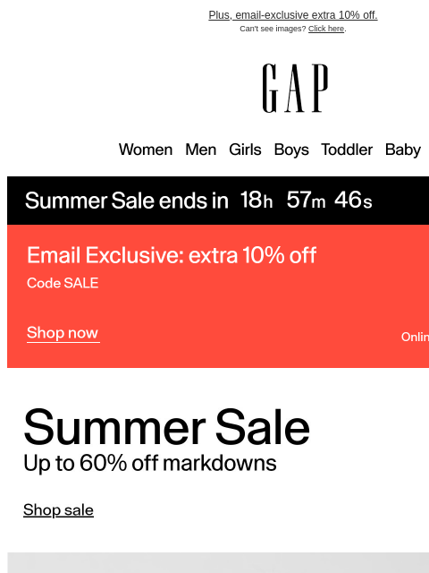 gap newsletter: You're being treated to up to 60% off sale styles