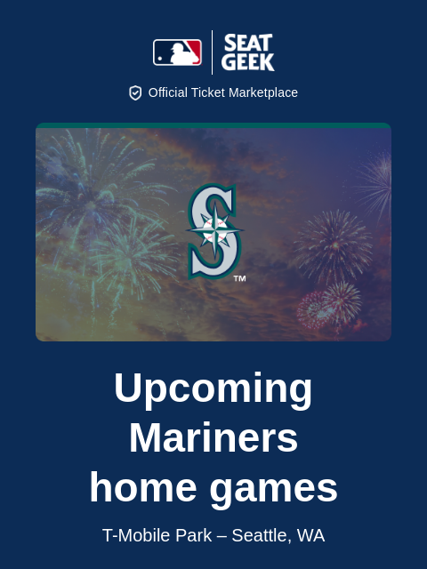 seatgeek newsletter: Mariners vs Blue Jays