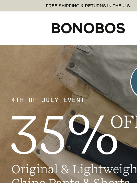 bonobos newsletter: NOW: 35% Off Original & Lightweight Chinos & Short...