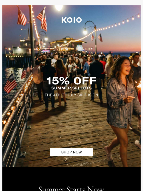koio newsletter: 15% Off Summer: Pack Light, Walk Far.